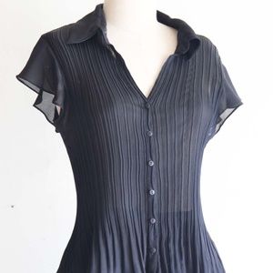Allison Taylor Black Pleated Top Size LARGE